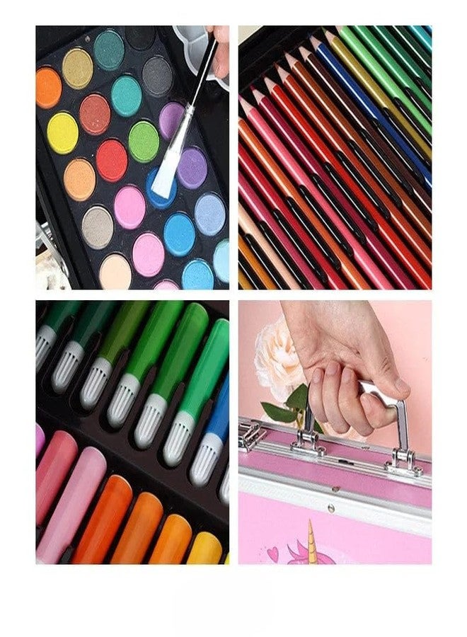 Brille Bee 145Pc Art & Craft Painting Set - Suitcase Shape All-in-1 Art Box with Watercolors, Sketching Tools & Stationery, Gift for Kids (Pink Unicorn) - Image 2